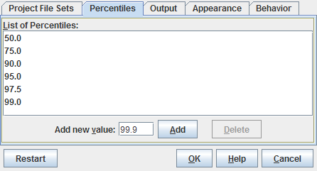 Percentiles Dialog